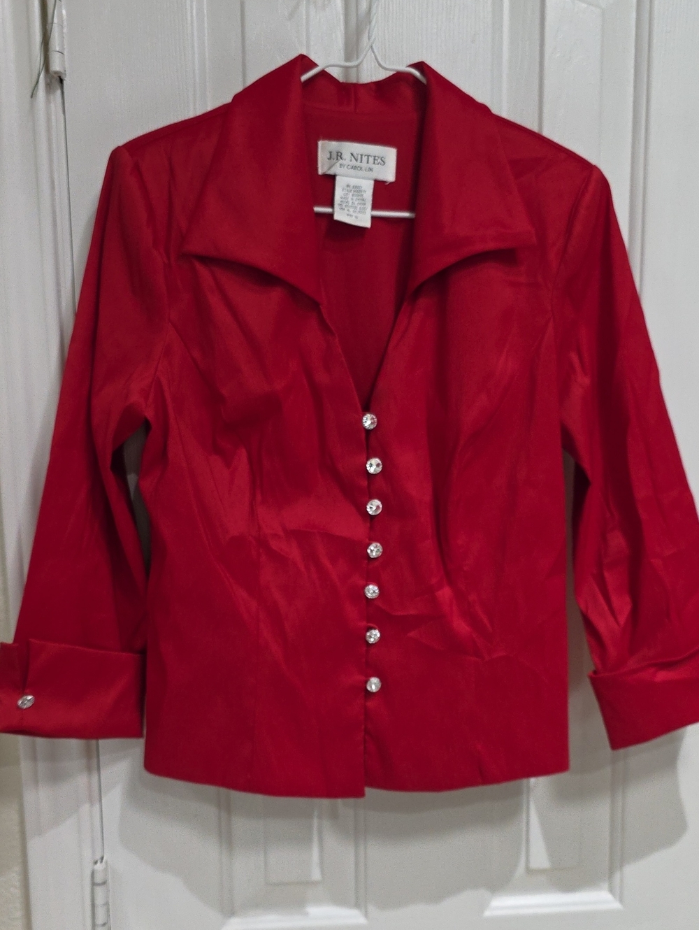 J.R. Nites Y2K Red Button-Front Women's Dress Top Size 10
